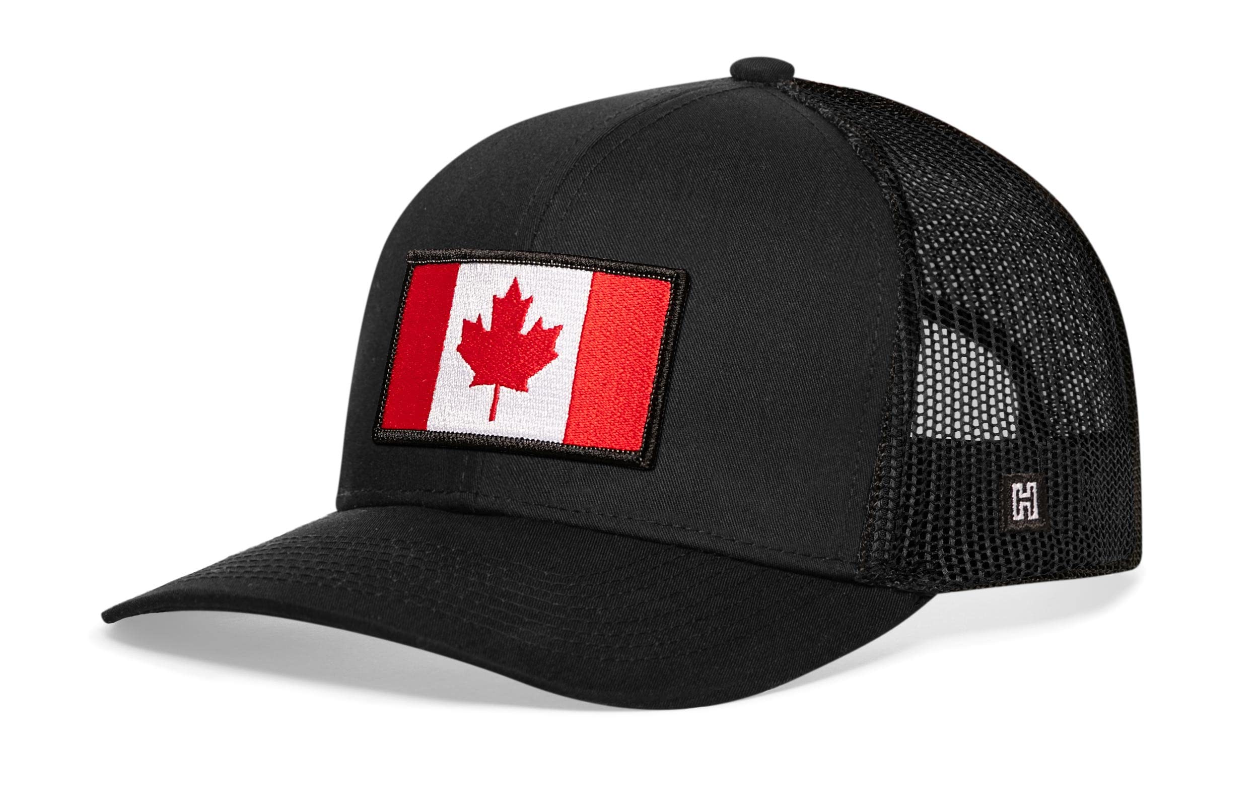 HAKA Canada Hat – Canadian Flag Trucker Hat Baseball Cap Snapback Golf Hat (Black)