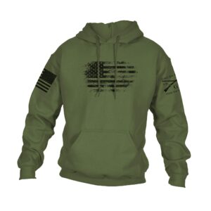 grunt style vintage american hoodie (military green, large)