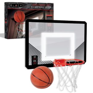 black series the led light-up basketball 18 inch hoop sports game with mini ball for indoor/outdoor play during the day or night -slam dunk approved