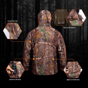 YEVHEV Quiet Hunting Clothes for Men Hunt Clothing Suit Gear Camouflage Hoodie Jacket and Pants Camo Coat Water-Repellent Windproof