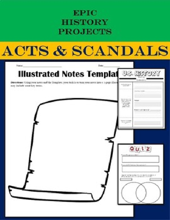 U.S. History: Acts and Scandals - Mini Lesson & Illustrated Notes Activity