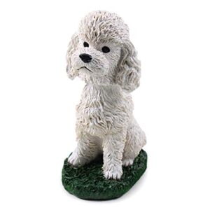 animal den poodle white dog bobblehead figure for car dash desk fun accessory