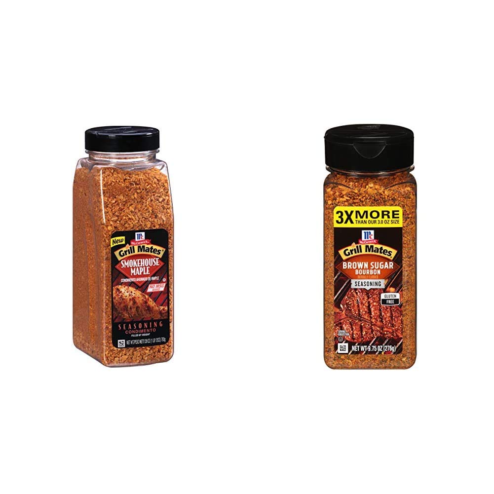 McCormick Grill Mates Smokehouse Maple Seasoning, 28 oz & Brown Sugar Bourbon Seasoning, 9.75 oz