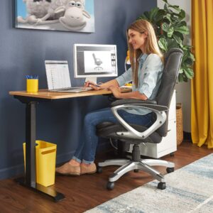 Serta Creativity Electric Height Adjustable Desk, 47" Inch Wood Desktop Sit Stand Table for Office, Work from Home Furniture, Easy to Assemble, Light Brown