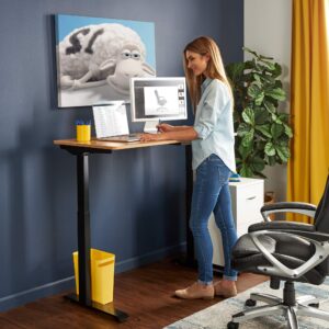 Serta Creativity Electric Height Adjustable Desk, 47" Inch Wood Desktop Sit Stand Table for Office, Work from Home Furniture, Easy to Assemble, Light Brown