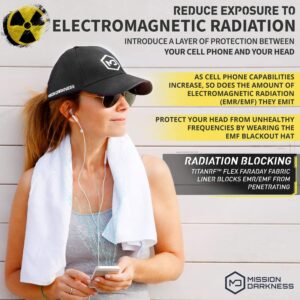 Mission Darkness EMF Blackout Hat - Anti-Radiation Snapback Cap Protects Against EMF EMI RF 5G Wireless Signals - Universal Adult Size (Adjustable)