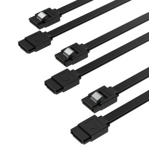 sabrent sata iii (6 gbit/s) straight data cable with locking latch for hdd/ssd/cd and dvd drives (3 pack 20 inch) in black (cb-sfk3)