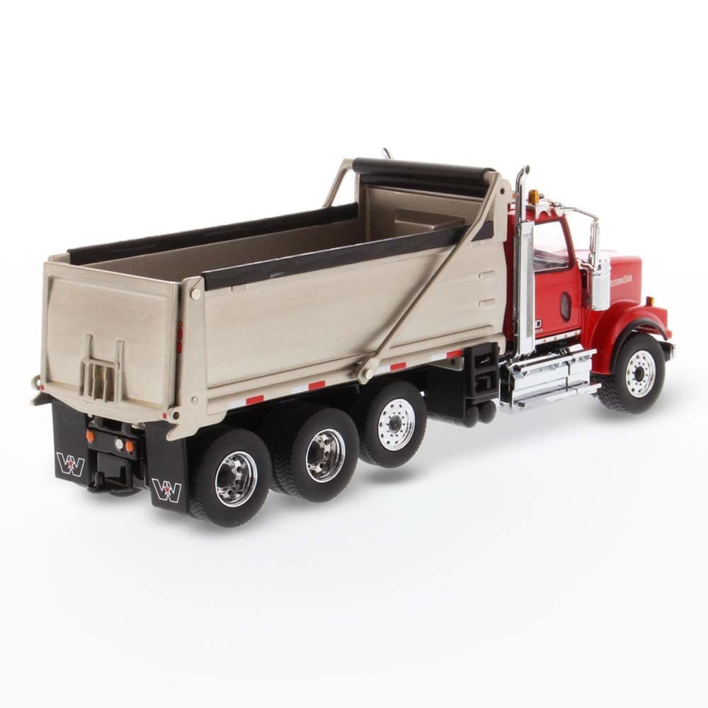 Diecast Masters Western Star 4900 SFFA with Lift Axle Silver Plated Dump | Real Dump Truck Specifications | 1:50 Scale Model Semi Trucks | Diecast Model by Diecast Masters 71067