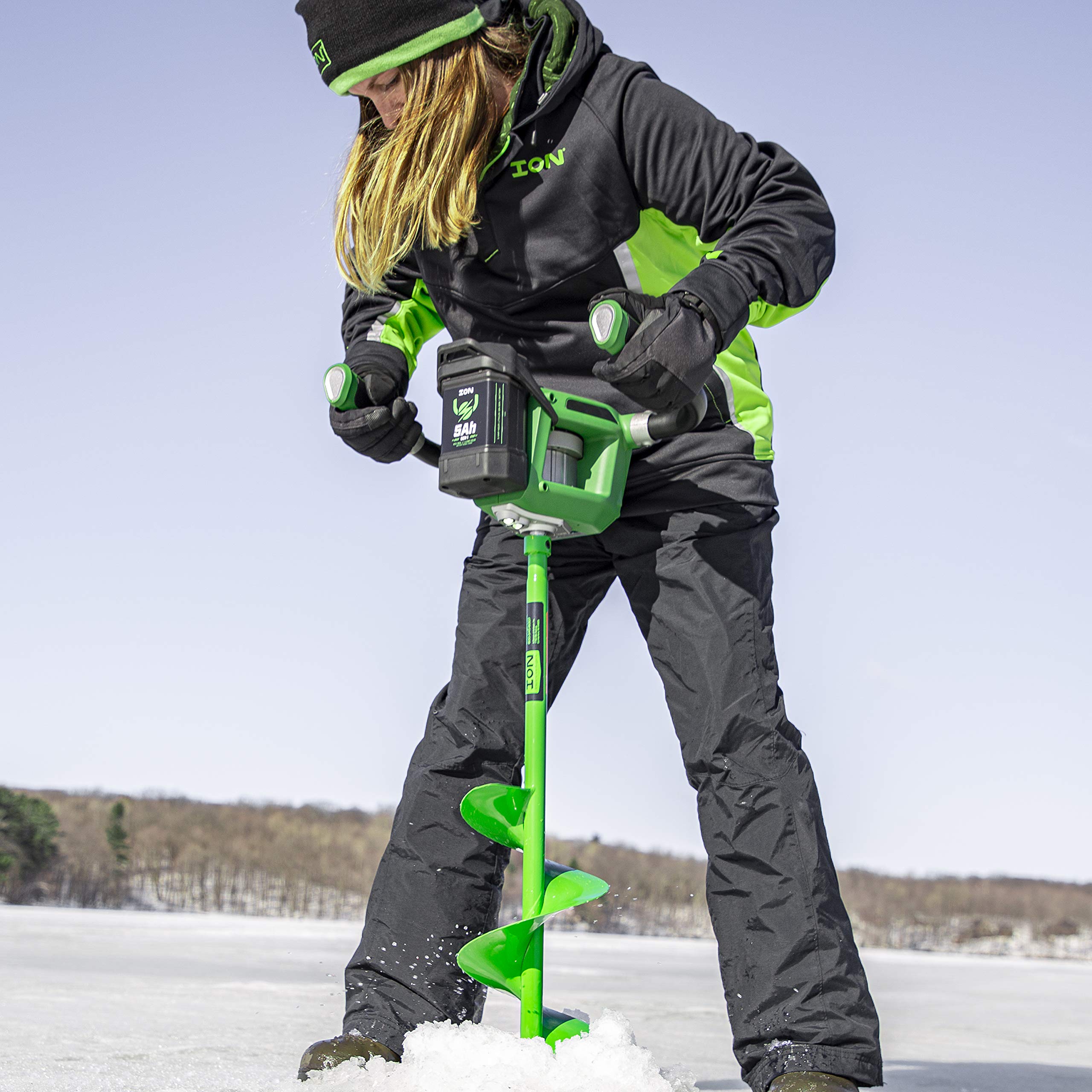 ION 39250 8" R1 Electric Ice Auger, Green/Black