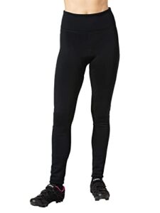 terry cycling padded bike pants womens winter tight regular & petite - fleece windproof water resistant hi-rise leggings for women - black, large