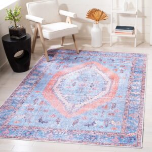 safavieh serapi collection area rug - 9' x 12', light blue & beige, boho chic design, non-shedding machine washable & slip resistant ideal for high traffic areas in living room, bedroom (sep356j)