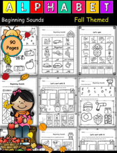 beginning sounds fall activities : color, write and spin by the beginning sounds.