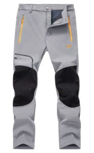 magcomsen hiking pants mens waterproof pants for men softshell winter pants for men ski pants snowboard pants for men lt grey