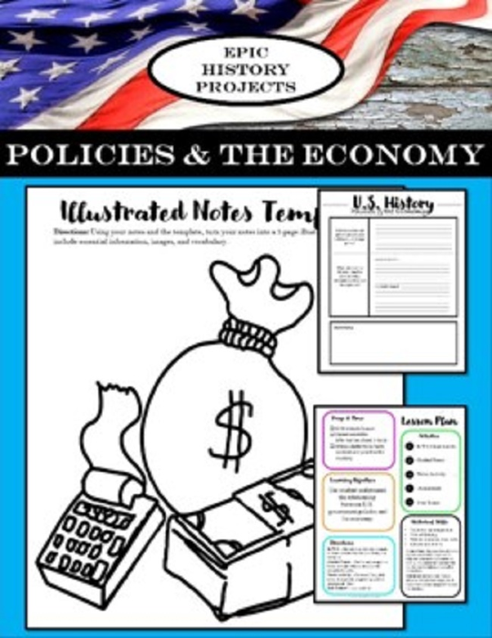 U.S. Government: Policies & Economy - Mini Lesson & Illustrated Notes Project