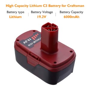 BABAKA 6000 mAh C3 Battery Replacement for Craftsman 19.2V Battery DieHard 315.115410 315.11485 130279005 1323903 120235021 11375 11376 315.PP2011 Cordless Battery 2 Packs