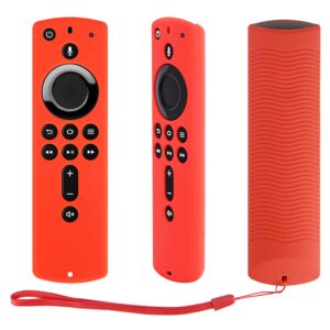 [2 Pack] Pinowu Firestick Remote Cover, Silicone Firetv Remote Case Compatible with Fire TV Stick 4K Alexa Voice Remote Control (Green Glow & Red Not Glow)