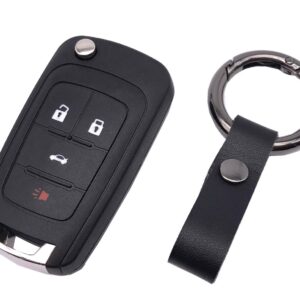 Key Fob Cover Case Shell with Keychain Fit for Chevrolet Chevy Cruze 2010 2012 2011 2014 Camaro Impala Aveo Epica Lova Keyless Entry Flip Remote Car Key Housing (1)