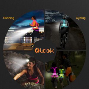 Olook High Visibility LED Light Up Vest with Running Light, 360° Reflective Safety Gear for Night Running, Cycling, Joggers, Rechargeable and Waterproof, L-Green(Patent Pending)