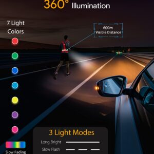 Olook High Visibility LED Light Up Vest with Running Light, 360° Reflective Safety Gear for Night Running, Cycling, Joggers, Rechargeable and Waterproof, L-Green(Patent Pending)