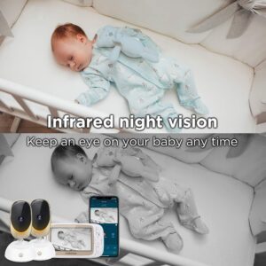 Motorola Connect85-2 Video Baby Monitor – 5’ Parent Unit and WiFi HD Viewing – Two Cameras with Mood Light, Remote Pan Scan, Digital Tilt/Zoom, 2-Way Talk, Night Vision, Temp Sensor