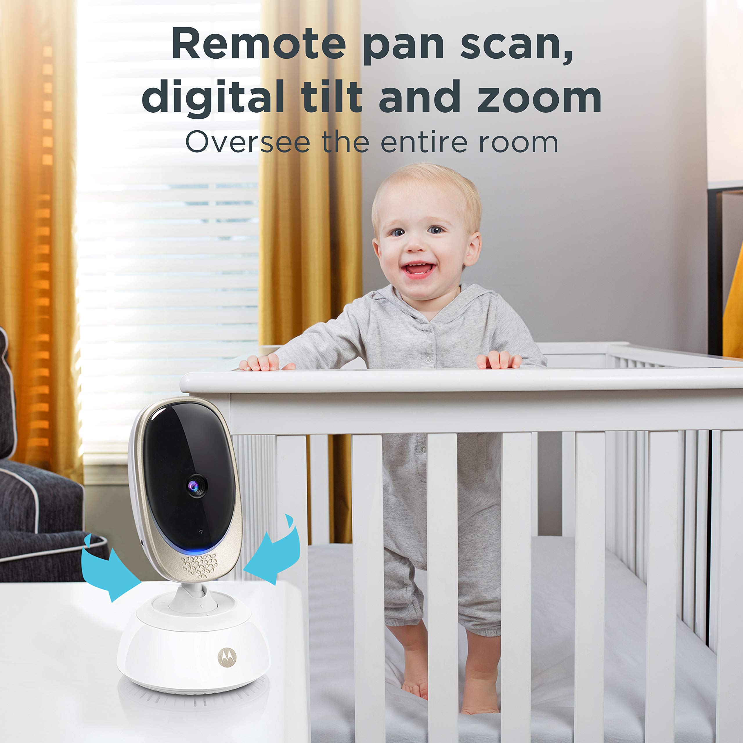 Motorola Connect85-2 Video Baby Monitor – 5’ Parent Unit and WiFi HD Viewing – Two Cameras with Mood Light, Remote Pan Scan, Digital Tilt/Zoom, 2-Way Talk, Night Vision, Temp Sensor