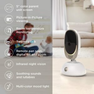 Motorola Connect85-2 Video Baby Monitor – 5’ Parent Unit and WiFi HD Viewing – Two Cameras with Mood Light, Remote Pan Scan, Digital Tilt/Zoom, 2-Way Talk, Night Vision, Temp Sensor