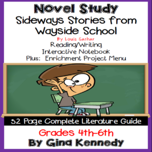 novel study- sideways stories from wayside school by louis sachar and project menu