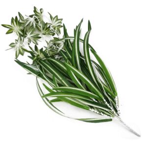 Artificial Chlorophytum Silk Flowers, Flowers Spider Plant Fake Greenery Faux Plant Hanging Basket Ivy Green Leaves Wall Hanging Plants for Home Garden Office Wedding Decoration (Green , One Size )