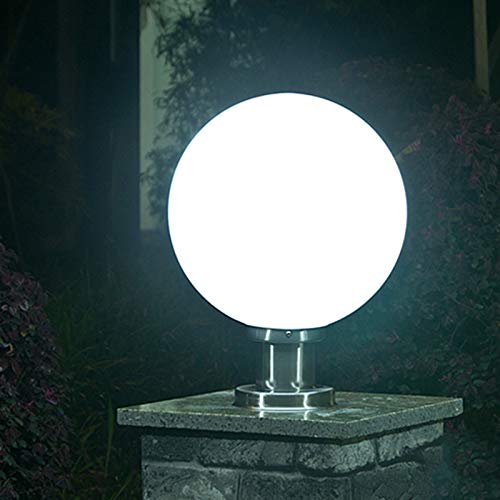 CraftThink Outdoor Wall Light Wall Sconce Antiqued 1-Light E26 10W Globe Post Lighting Fixture Water-Resistant LED Post Lamp Wall Mounted Lamp in White for Pathway Hallway Home Garden, 12 inch