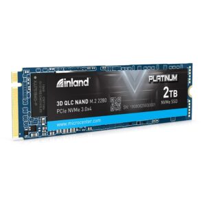inland platinum 2tb ssd nvme pcie gen 3.0x4 m.2 2280 3d nand internal solid state drive, r/w up to 3,400/3,000 mb/s, pcie express 3.1 and nvme 1.3 compatible, utimate gaming solutions (2tb)