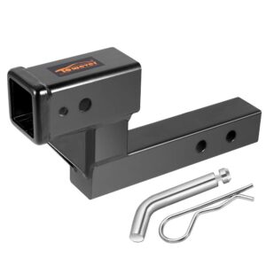 towever 84122 towever receiver hitch extender with 4" drop/rise, 9" extension, hitch riser solid tube (gtw/tw 5000/500 lbs) with pin and clip