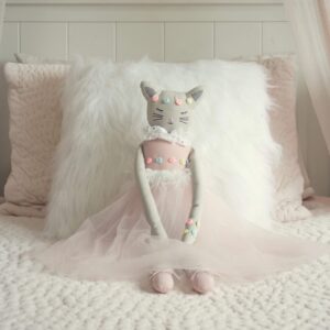 Inspired by Jewel Poppy The Cat - Handmade 24.8-Inch Plush Doll with Ballerina Tutu Outfit - Pretty Stuffed Toy Surprise Gift for a Little Princess Age 3+ - Soft Plushie for Hugs, Cuddle and Comfort