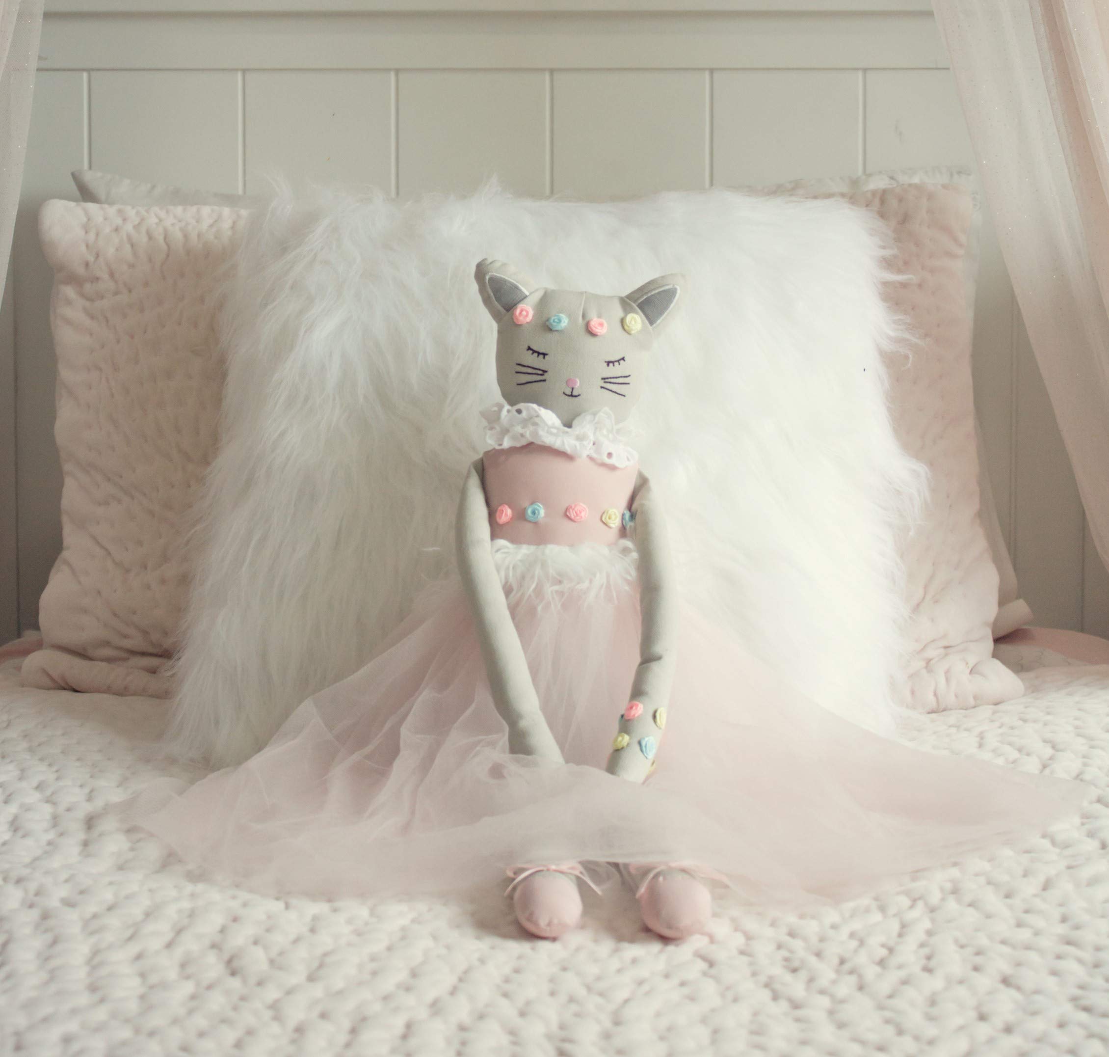 Inspired by Jewel Poppy The Cat - Handmade 24.8-Inch Plush Doll with Ballerina Tutu Outfit - Pretty Stuffed Toy Surprise Gift for a Little Princess Age 3+ - Soft Plushie for Hugs, Cuddle and Comfort