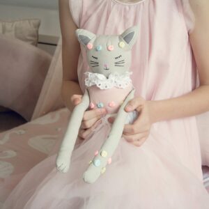 Inspired by Jewel Poppy The Cat - Handmade 24.8-Inch Plush Doll with Ballerina Tutu Outfit - Pretty Stuffed Toy Surprise Gift for a Little Princess Age 3+ - Soft Plushie for Hugs, Cuddle and Comfort