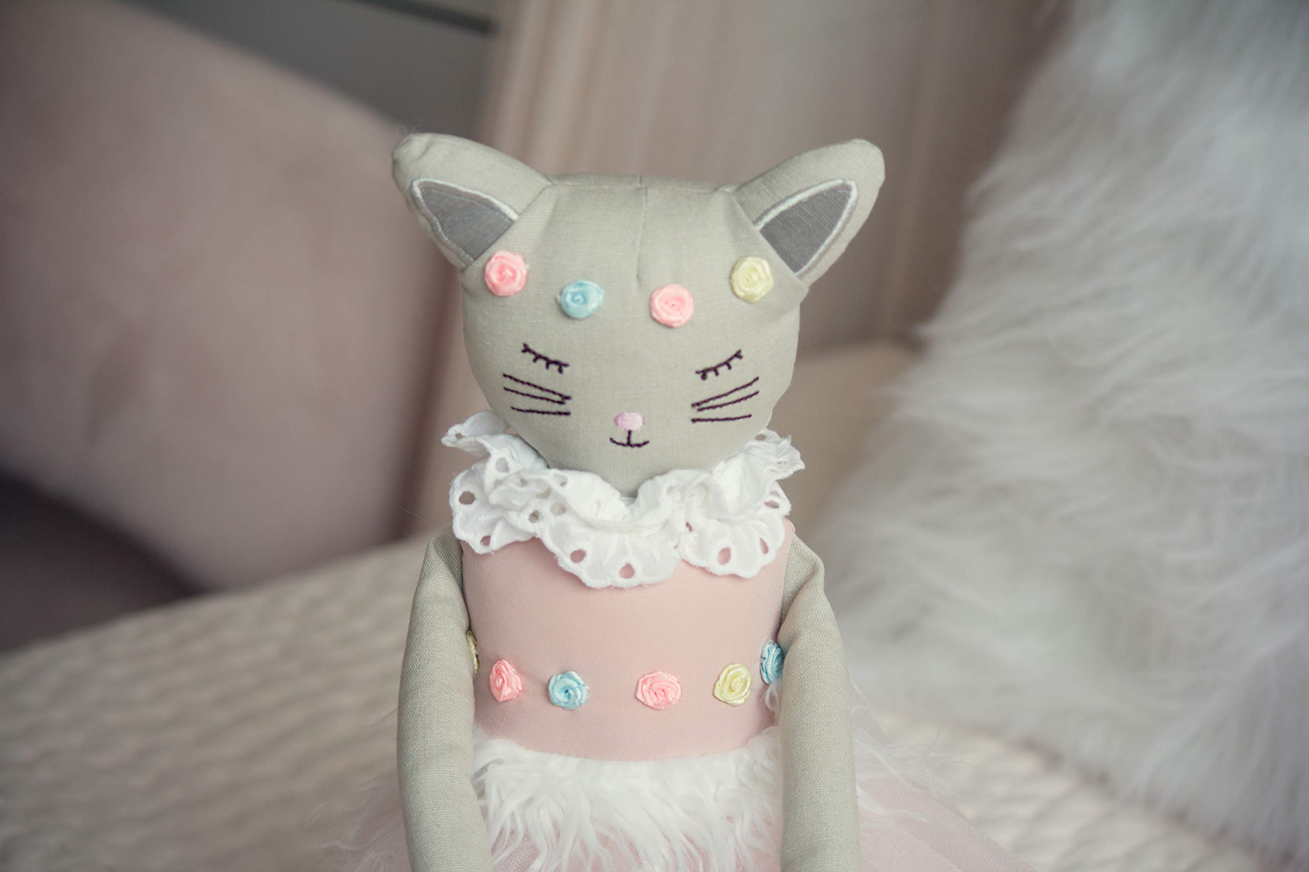 Inspired by Jewel Poppy The Cat - Handmade 24.8-Inch Plush Doll with Ballerina Tutu Outfit - Pretty Stuffed Toy Surprise Gift for a Little Princess Age 3+ - Soft Plushie for Hugs, Cuddle and Comfort