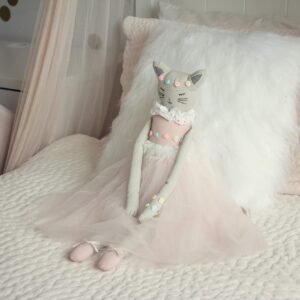 Inspired by Jewel Poppy The Cat - Handmade 24.8-Inch Plush Doll with Ballerina Tutu Outfit - Pretty Stuffed Toy Surprise Gift for a Little Princess Age 3+ - Soft Plushie for Hugs, Cuddle and Comfort