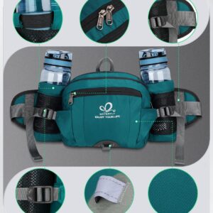 WATERFLY Fanny Pack Waist Bag: Fannie Pack 2 Water Bottle Holders Lumbar Belt Hiking Walking Running Jogging Camping Large Woman Man (Bottle Not Included)