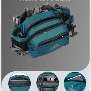 WATERFLY Fanny Pack Waist Bag: Fannie Pack 2 Water Bottle Holders Lumbar Belt Hiking Walking Running Jogging Camping Large Woman Man (Bottle Not Included)