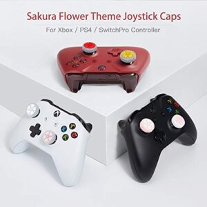 LeyuSmart Sakura Joystick Caps for Controller, Thumb Grip Compatible with Xbox PS4 PS5 Nintendo Switch Pro, Replacement Thumbstick Cover