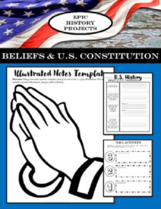 u.s. government: beliefs & u.s. constitution - mini lesson & illustrated notes projects