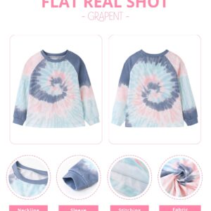 GRAPENT Girls Casual Tie Dye Print Active Hoodie Long Sleeve Sweatshirts Pockets Pullover Tops Size XX-Large 12-13