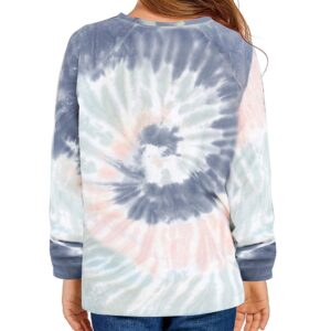GRAPENT Girls Casual Tie Dye Print Active Hoodie Long Sleeve Sweatshirts Pockets Pullover Tops Size XX-Large 12-13
