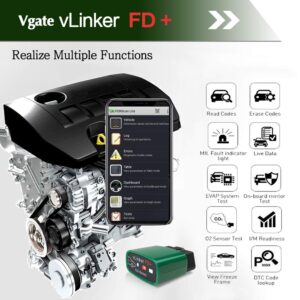 Vgate vLinker FD+ OBD2 Bluetooth Scan Tool, Diagnostic Code Reader for iOS, Android, and Windows - Made for FORScan