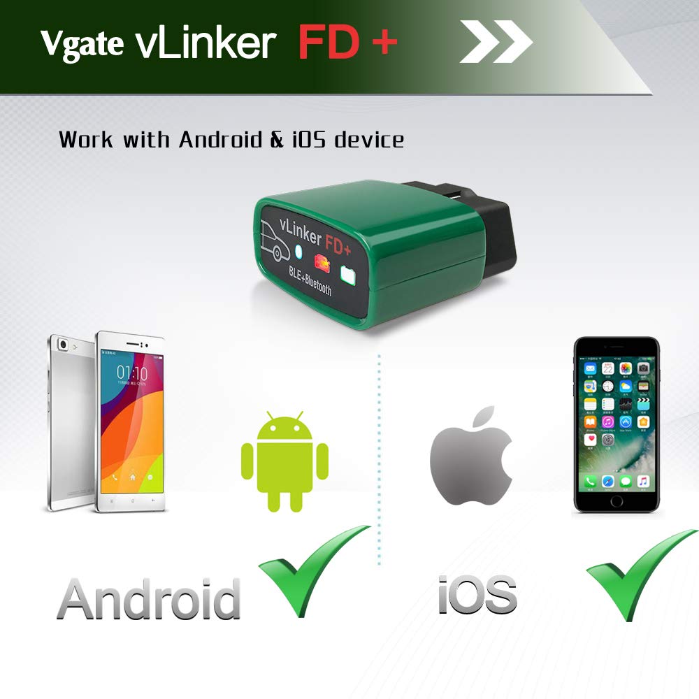 Vgate vLinker FD+ OBD2 Bluetooth Scan Tool, Diagnostic Code Reader for iOS, Android, and Windows - Made for FORScan