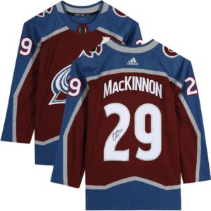 nathan mackinnon colorado avalanche autographed burgundy adidas authentic jersey - autographed nhl jerseys