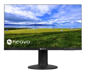 ag neovo mh-27 27 inch ips 1080p bezel less ergonomic monitor with hdmi, displayport and speakers, height adjustable, pivot, swivel and tilt for office