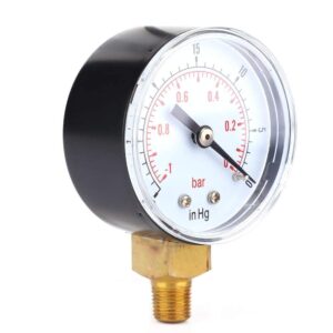 Fafeicy Vacuum Gauge, -1-0Bar -30-0inHg 50mm 1/8 BSPT Bottom Connection for Air Water Oil