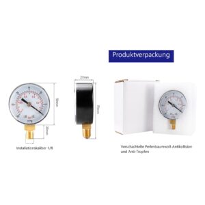 Fafeicy Vacuum Gauge, -1-0Bar -30-0inHg 50mm 1/8 BSPT Bottom Connection for Air Water Oil