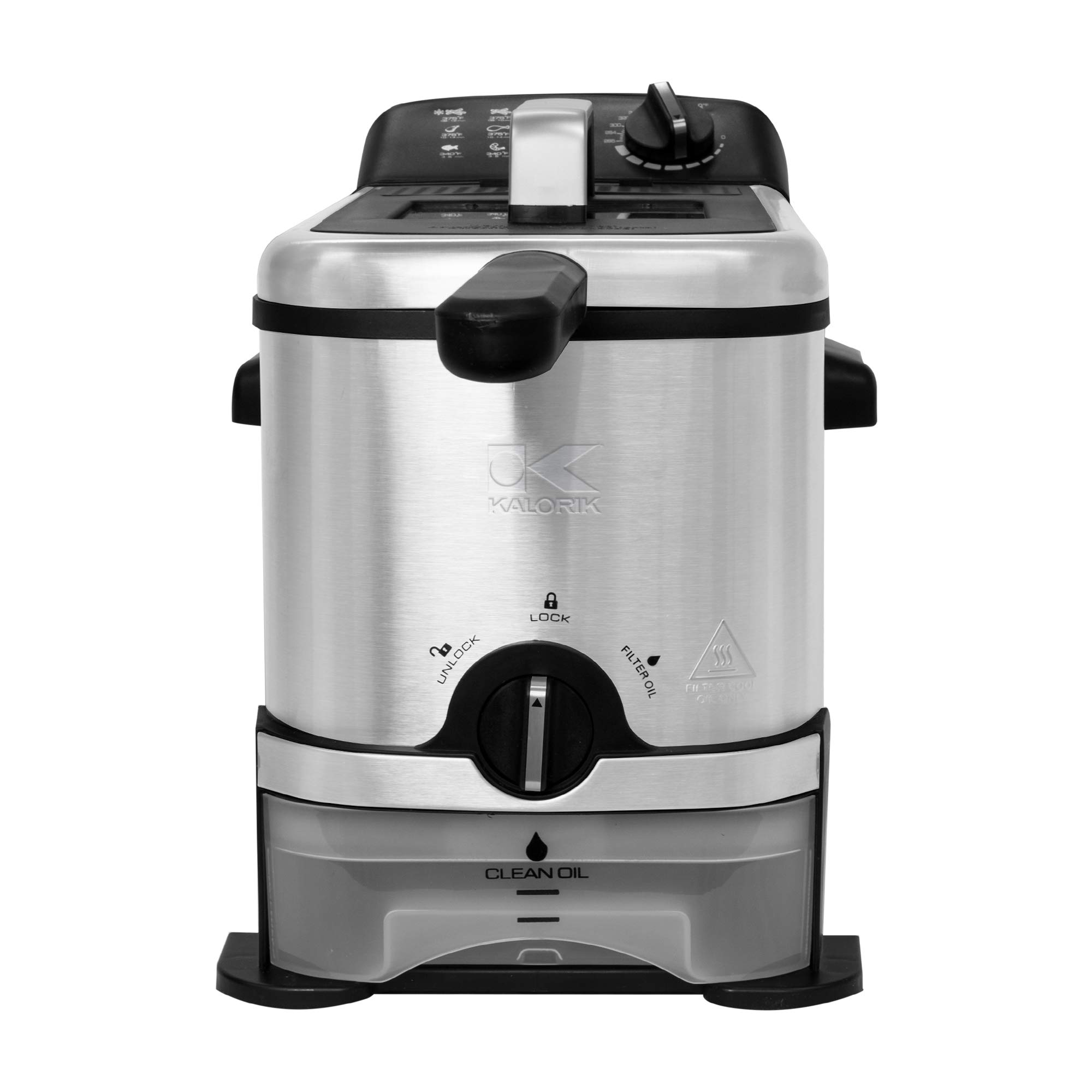 Kalorik 3.2 Quart Deep Fryer with Oil Filtration, Stainless Steel (FT 43721 BK)