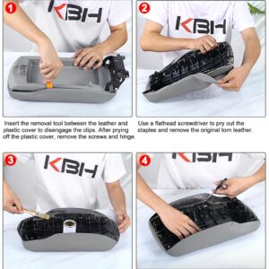 KBH Center Console Armrest Cover Replacement for Toyota Camry 2007 2008 2009 2010 2011, Vinyl Leather Trim, Car Arm Rest Replace Covering, Gray (Without Lid)